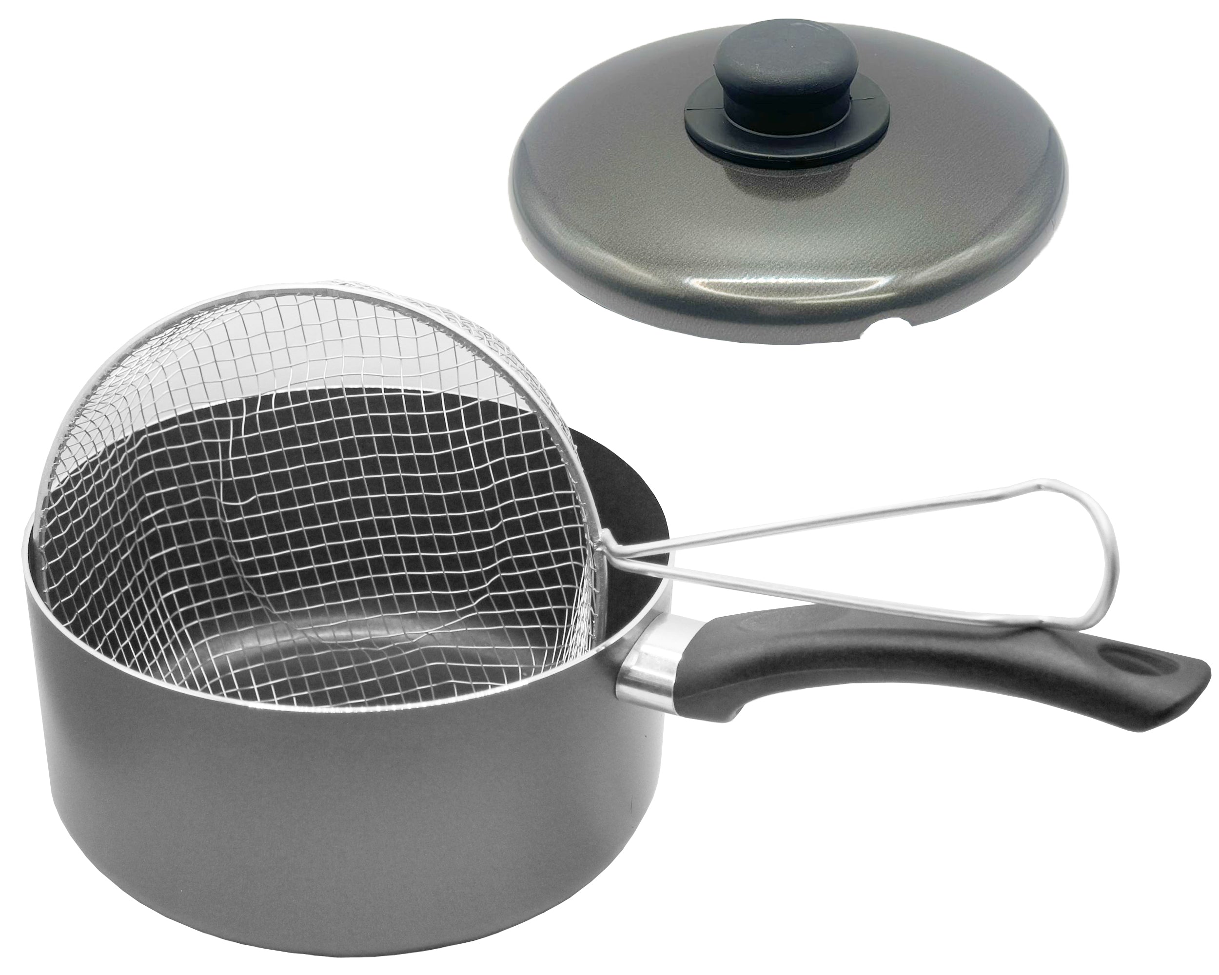 Chip Pan Fryer with Basket and Lid 2in 1