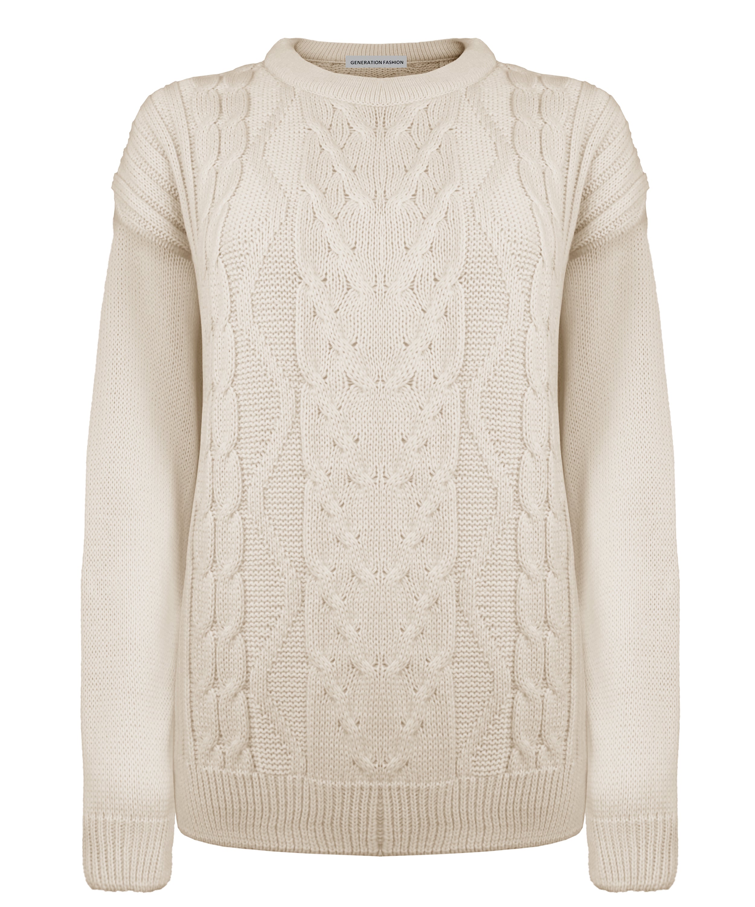 Cable Knit Crew Neck Sweater For Women