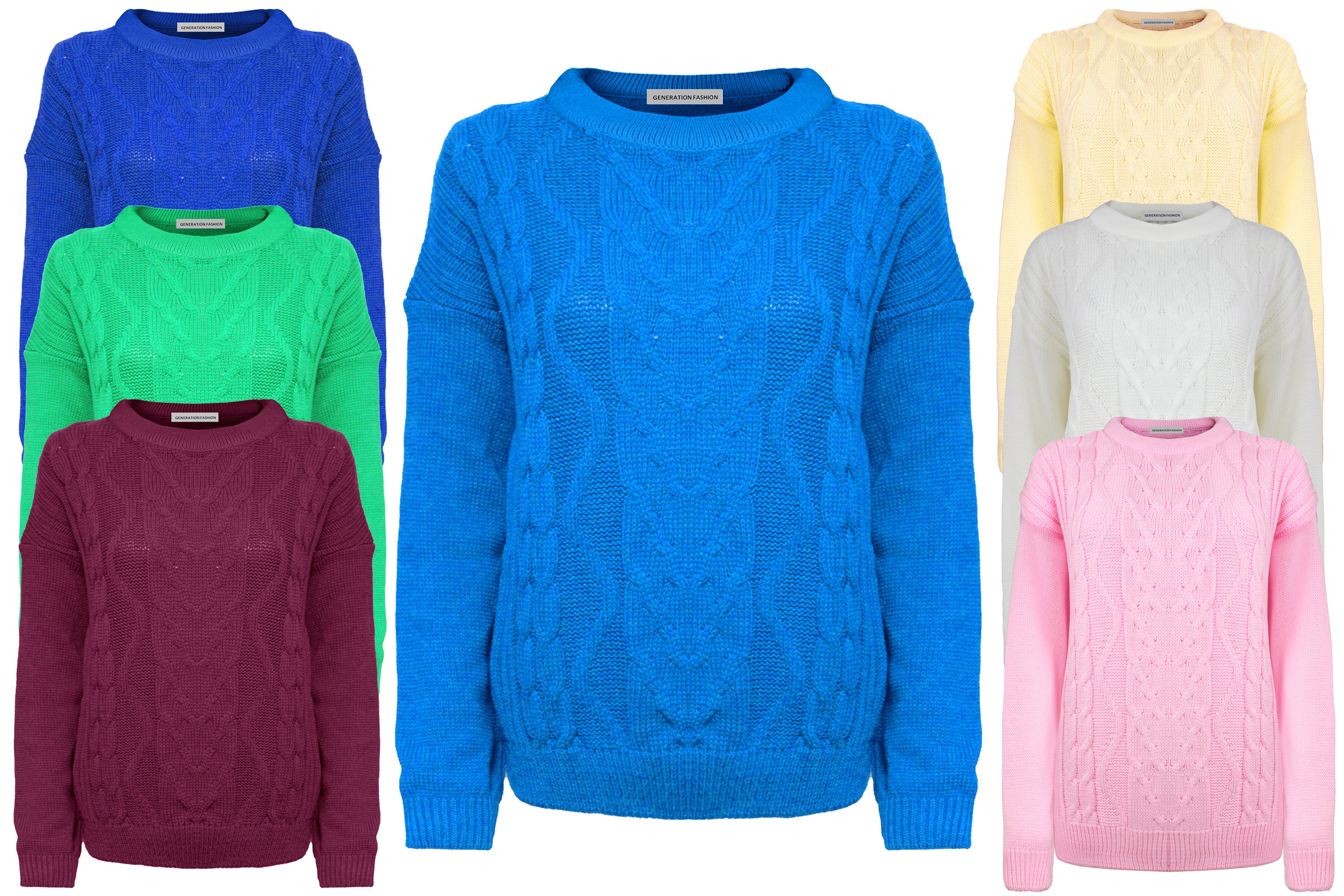 Cable Knit Crew Neck Sweater For Women