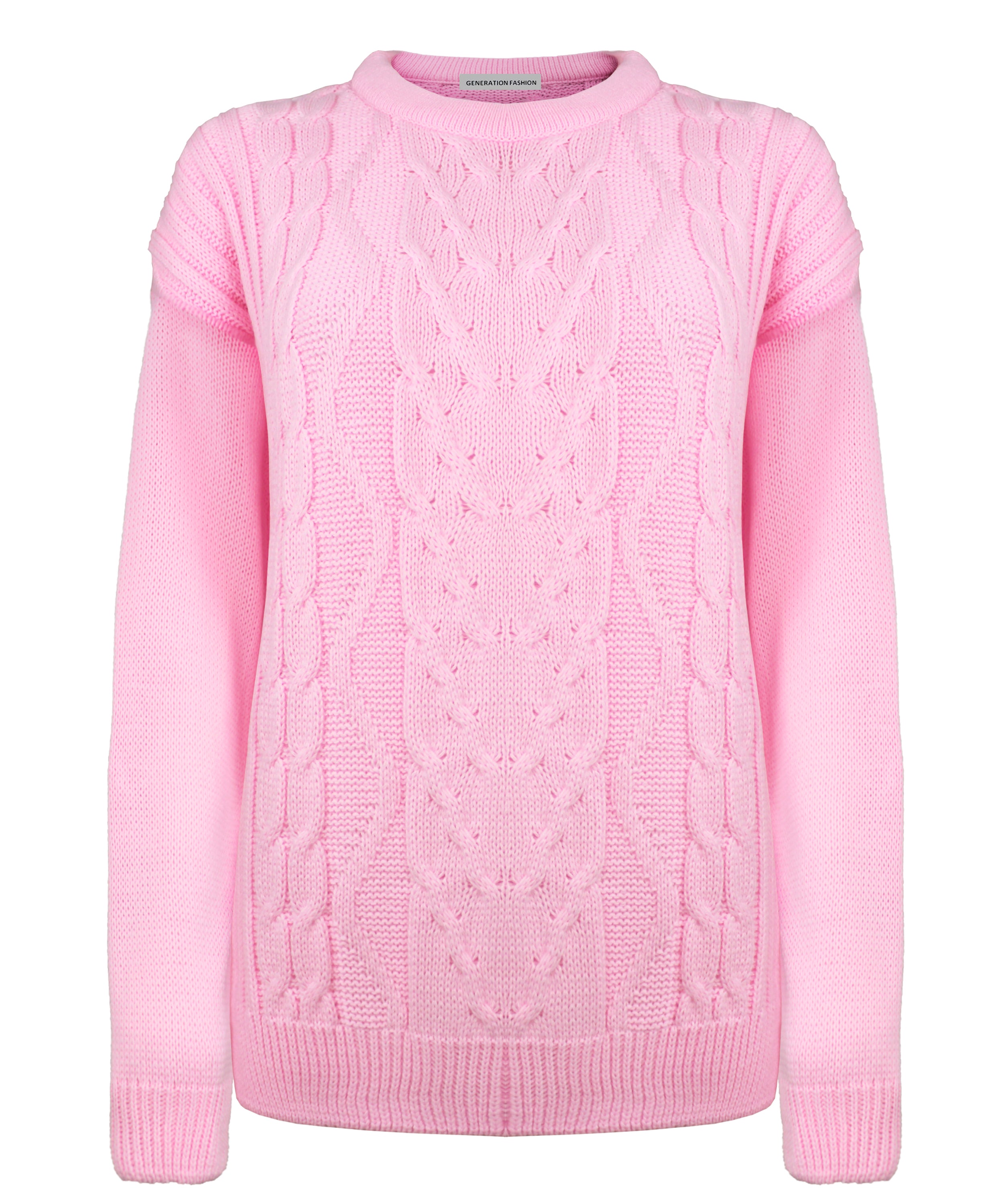 Cable Knit Crew Neck Sweater For Women