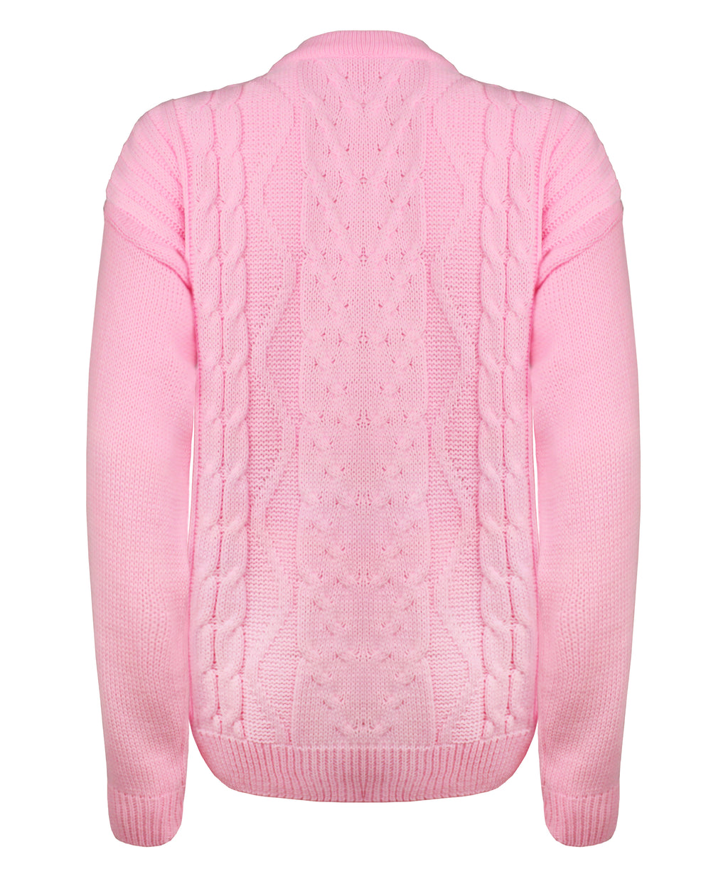 Cable Knit Crew Neck Sweater For Women