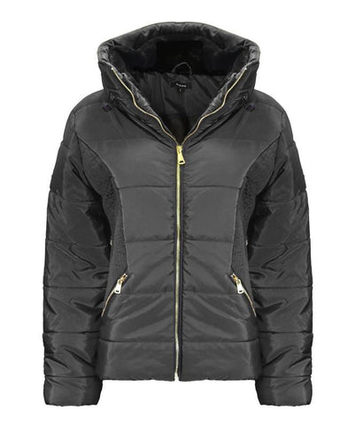 New Ladies Women Concealed Hooded Long Sleeve Quilted Padded Bubble Jacket Coat