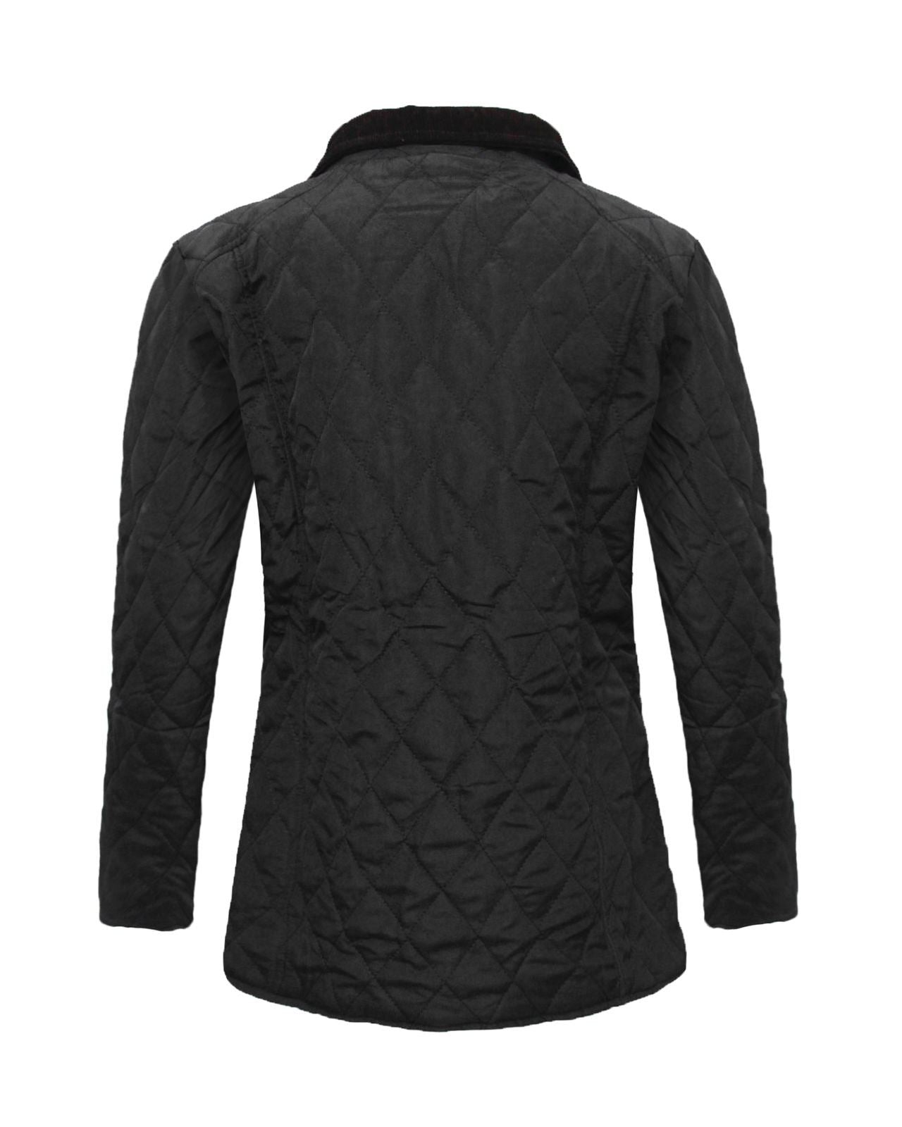 New Ladies Womens Quilted Padded Collar Buttoned Zipped Jacket Thick Coat Top