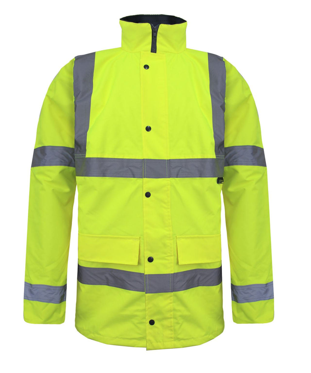 HI VIZ VISIBILITY WATERPROOF BOMBER JACKET STANDARD PARKA SAFETY WORK COAT 8-20
