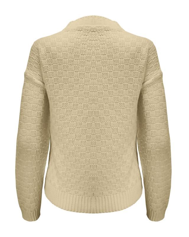 Ladies Women Crew Neck Diamond Knit Long Sleeve Cable Jumper Short Sweater Top