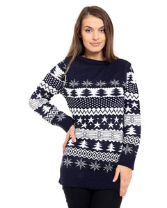 Ladies Womens Knitted Christmas Xmas Tree Fairisle Novelty Jumper Top Dress 8-16