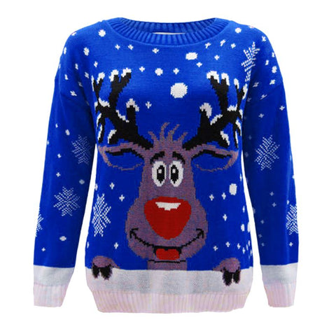 Women Knitted  Reindeer Christmas Jumper