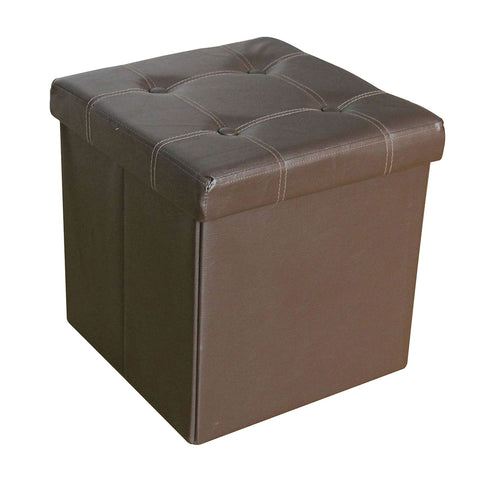 Single Folding Storage Ottoman Seater Toys Box Large Pouffee Faux Lather Stool