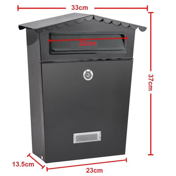 NEW LARGE STEEL POST BOX POSTBOX LOCKABLE OUTSIDE LETTER MAIL WALL MOUNTED KEYS