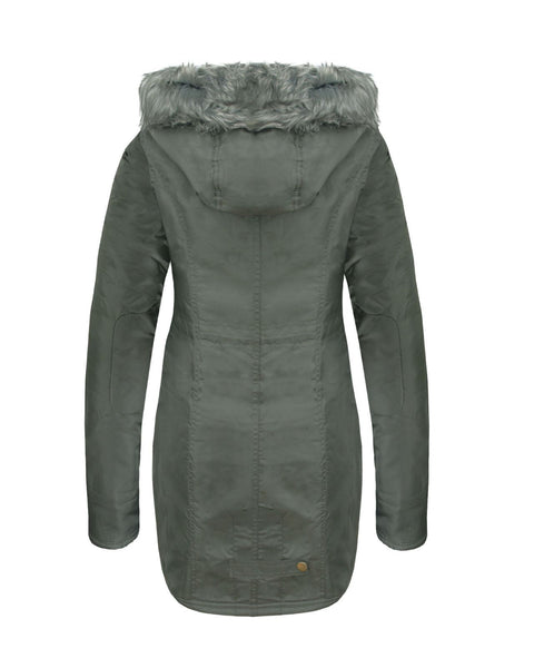 LADIES FUR HOOD  MILITARY PARKA JACKET