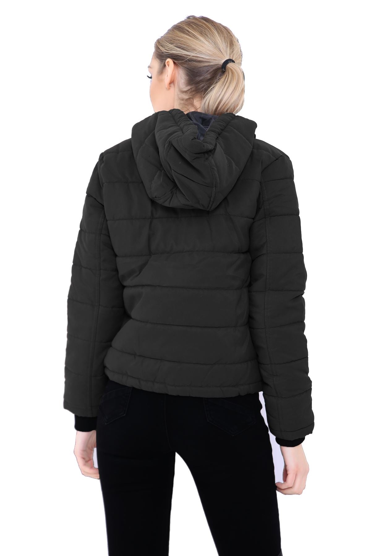 Long Sleeve Quilted Puffer Padded Hooded Warm Bubble Ladies Women Coat Jacket