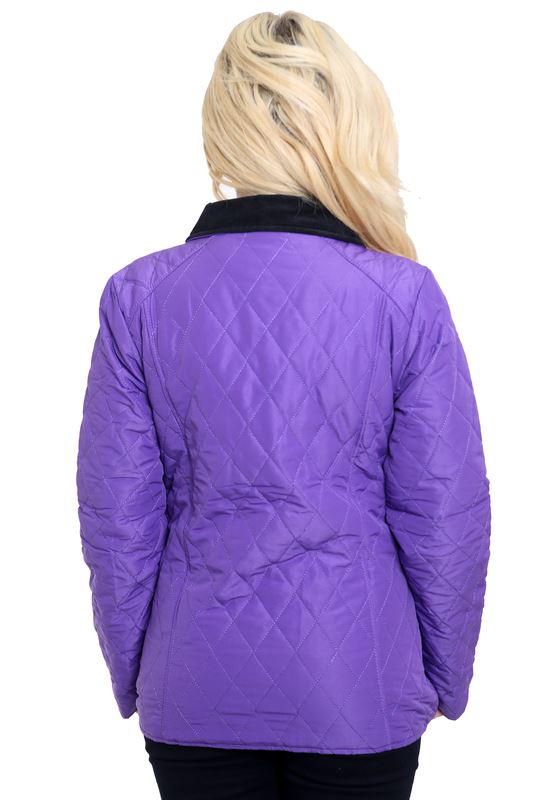 New Ladies Womens Quilted Padded Collar Buttoned Zipped Jacket Thick Coat Top