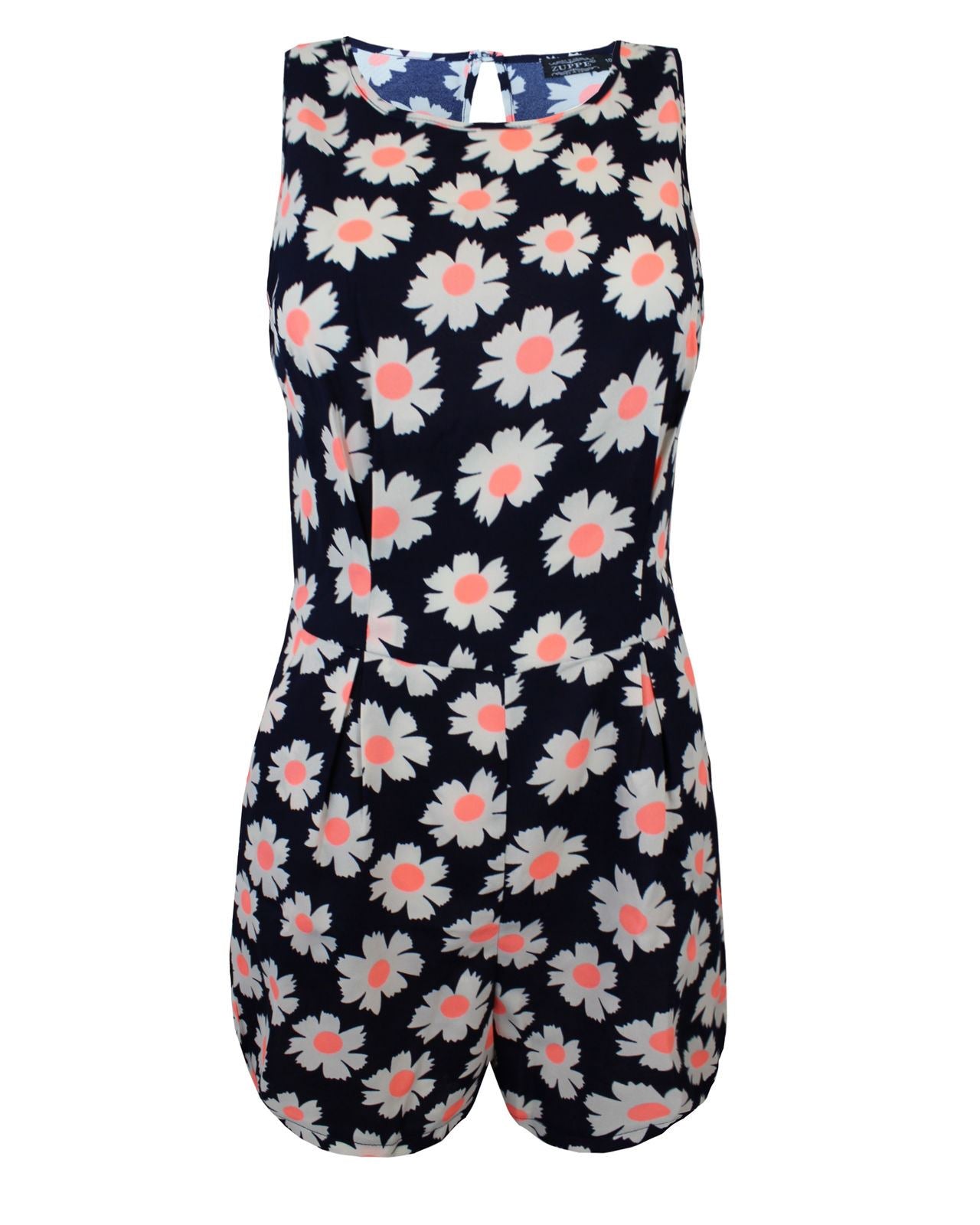New Ladies Women Paisley Flower Aztec Printed Jumpsuit Back Zip Dress Playsuit