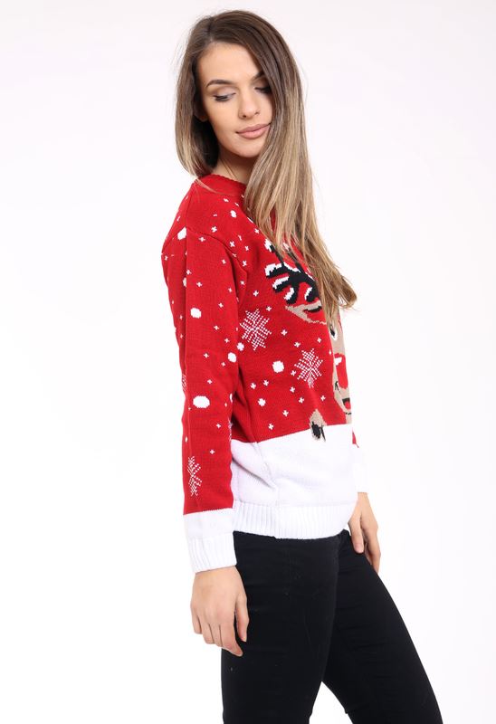 Women Knitted  Reindeer Christmas Jumper