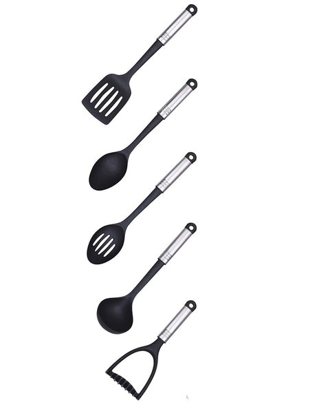 5 Pcs Non-stick Cooking Utensil Nylon Set  Kitchen Gadgets Spoon Masher Ladle
