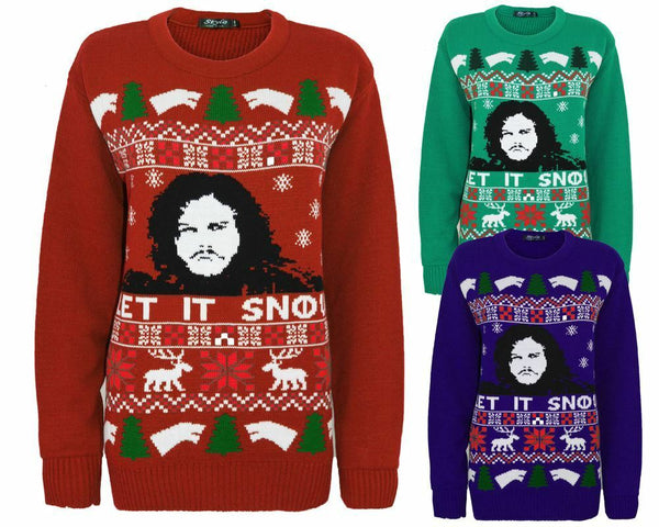 Ladies Women Men Knitted Game of Thrones Let It Snow Christmas Santa Xmas Jumper