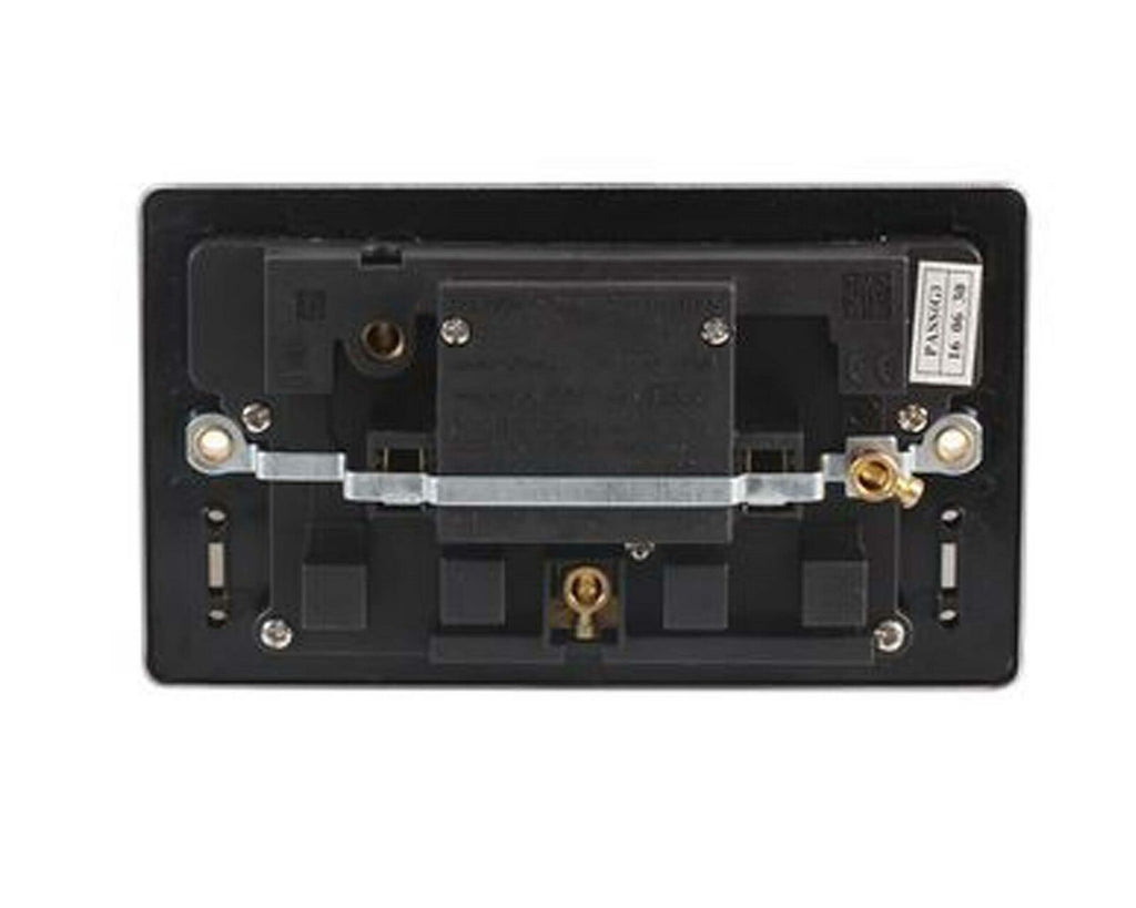 Black Nickel Double Gang UK power socket with Twin USB Charging Sockets 2.4 Amp