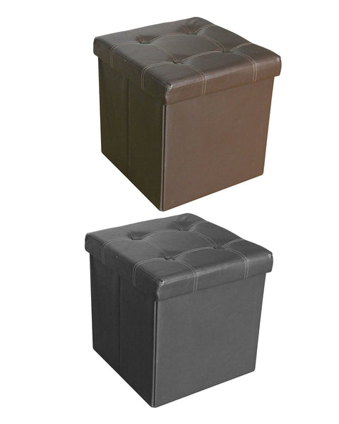 Single Folding Storage Ottoman Seater Toys Box Large Pouffee Faux Lather Stool