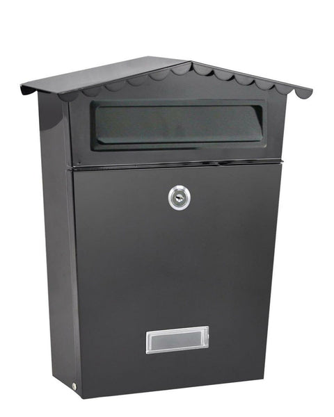 NEW LARGE STEEL POST BOX POSTBOX LOCKABLE OUTSIDE LETTER MAIL WALL MOUNTED KEYS