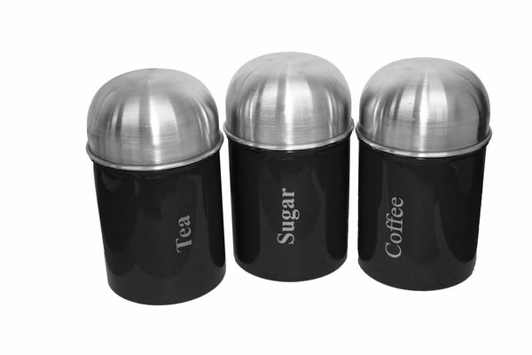 Kitchen Storage Canister Jar Set Stainless Steel Dome Canister Tea Coffee Sugar