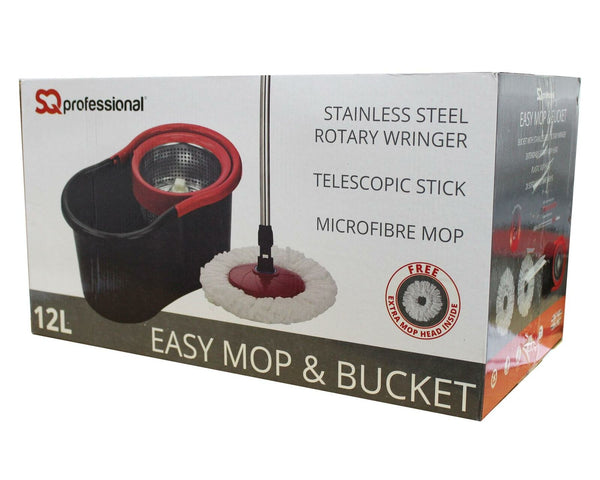 Extendable Mop Bucket Floor Cleaner Tile Cleaner Adjustable Handle 16L 360° Spin
