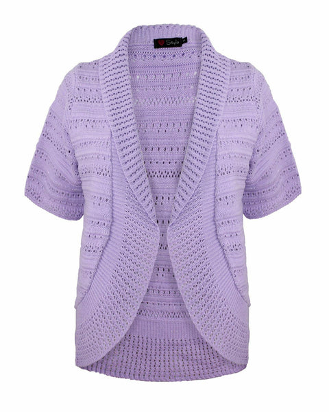 Ladies Womens Knitted Blazer Shrug Short Sleeves Open front Cardigan Top Jumper