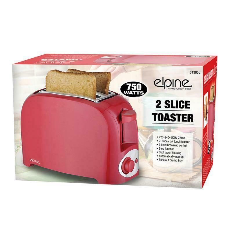 New Cool Touch 750w Two Slice Toaster Bread Automatically Pop Up UK Plug