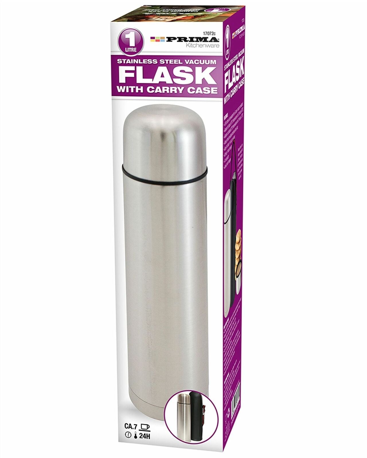 1L Stainless Steel Vacuum Flask Leakproof Hot Travel Coffee Mug Cup Carry Case