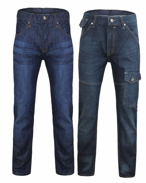 New Mens Full Length Regular Long Straight Blue Jeans Gents Pant 30 32 34 36 38