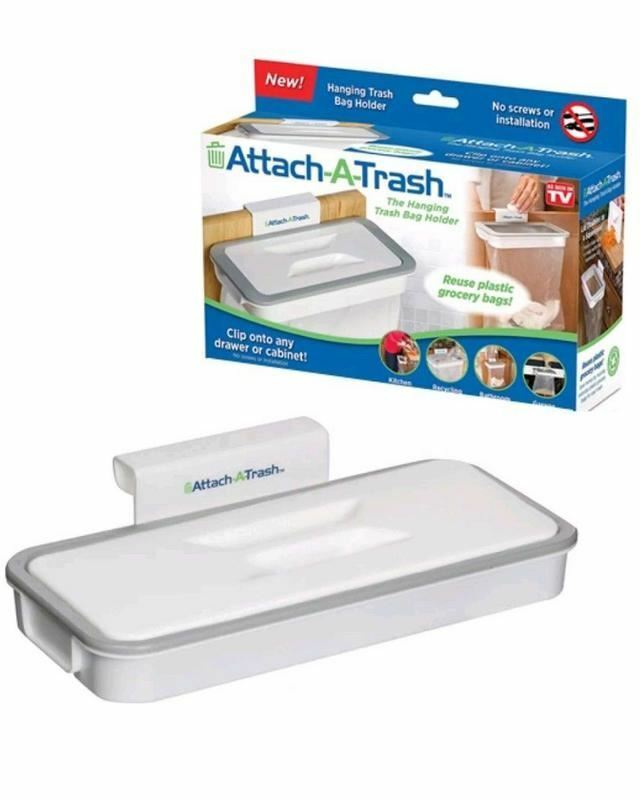 New Attach-A-Trash Hanging Trash Bag Holder Home Kitchen Dirt Rubbish Waste Bin