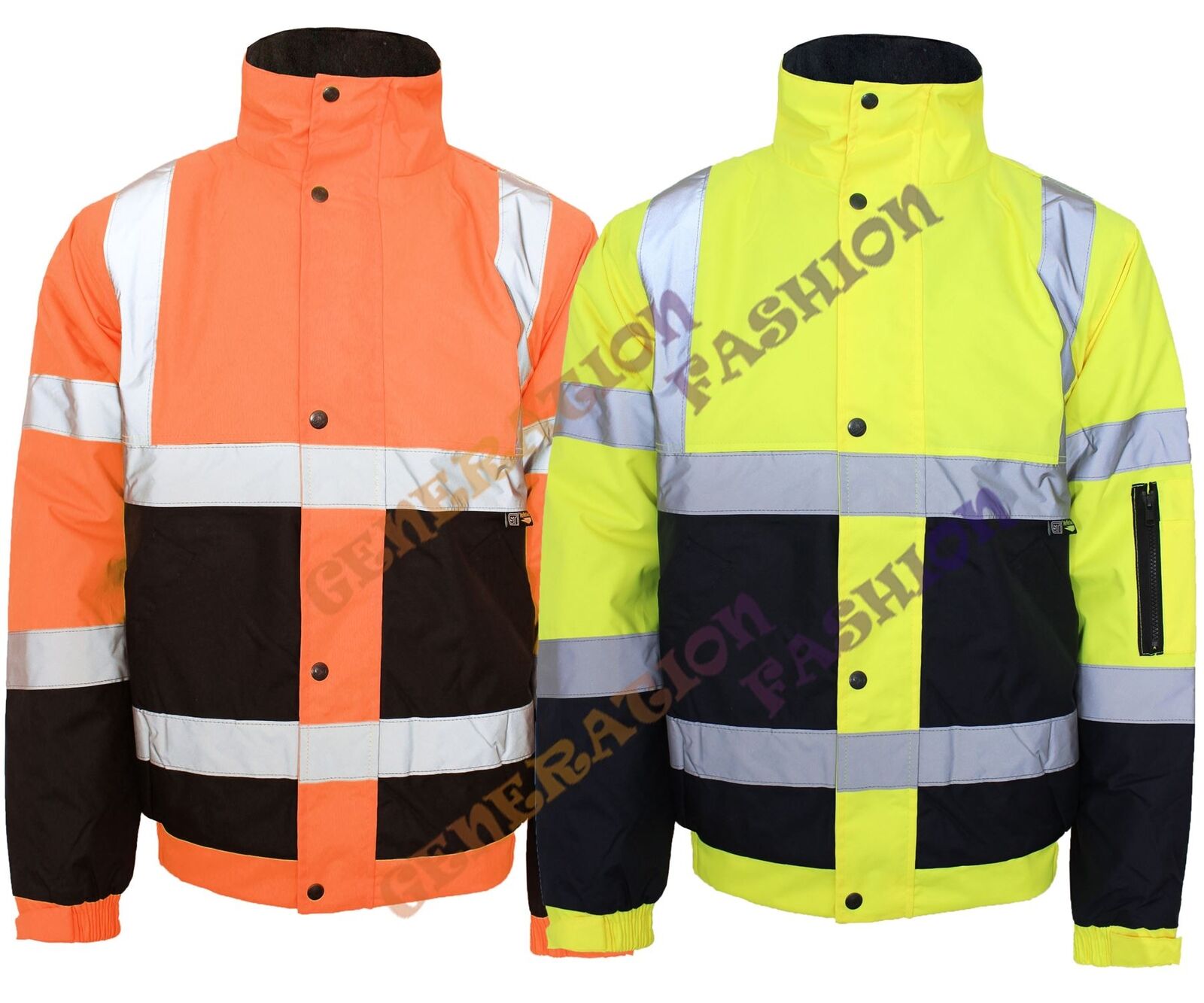 HI VIZ VIS WATERPROOF SAFETY WORKWEAR COAT TWO TONE REFLECTIVE BOMER JACKET 8-20