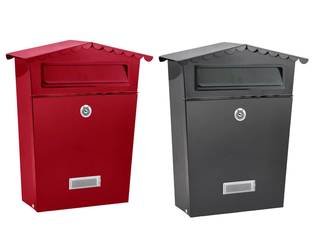 NEW LARGE STEEL POST BOX POSTBOX LOCKABLE OUTSIDE LETTER MAIL WALL MOUNTED KEYS