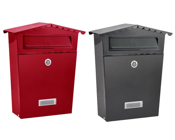 NEW LARGE STEEL POST BOX POSTBOX LOCKABLE OUTSIDE LETTER MAIL WALL MOUNTED KEYS