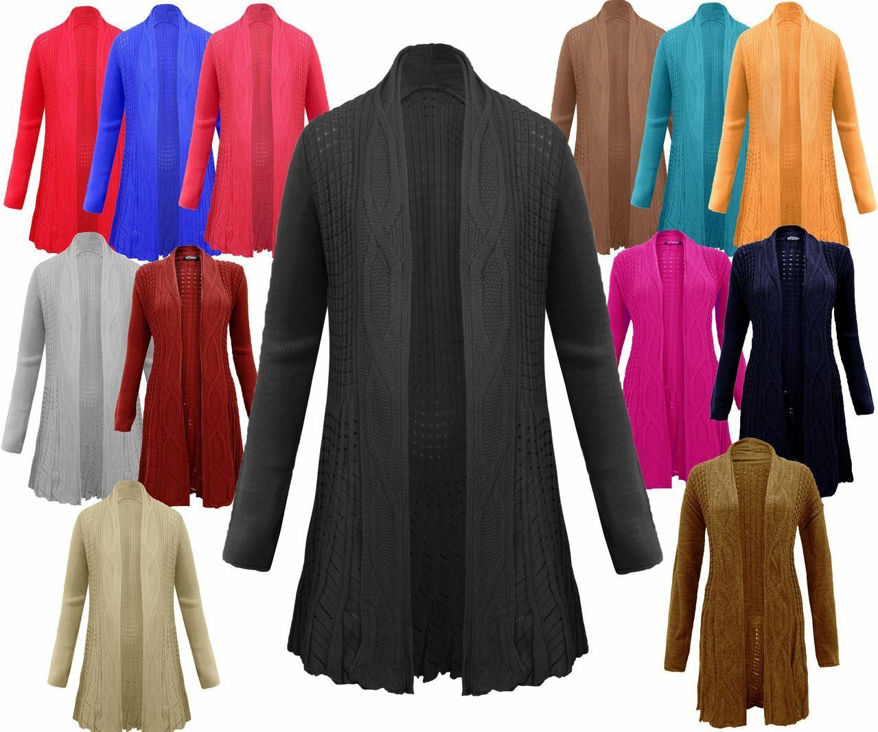Ladies Women Knitted Boyfriend Waterfall Cable Knit Cardigan Top Jumper Dress