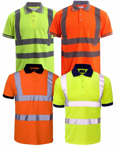 New Hi Visibility High Viz Short Sleeve Safety Work wear Collar Polo T-Shirt Top