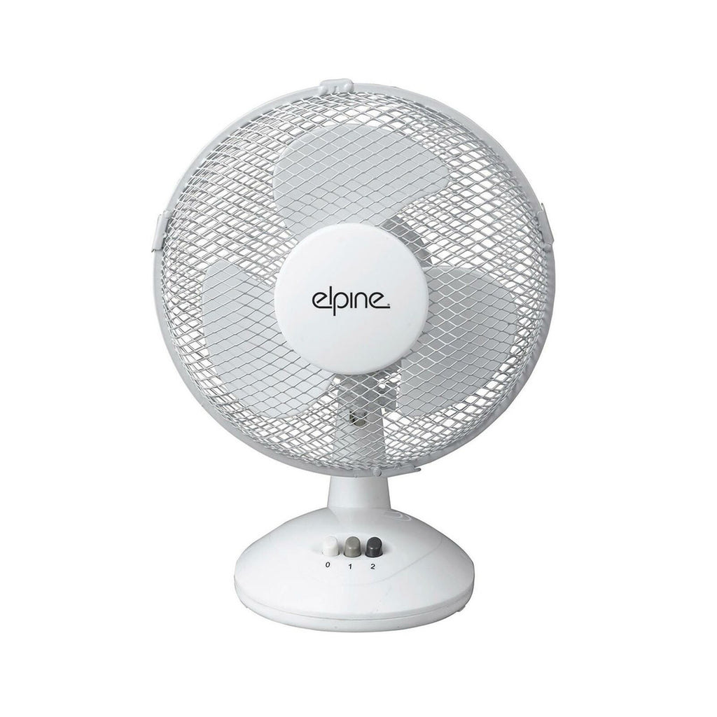 Elegant Design Oscillating 2 Speeds 9” Clip on Desk Fan Table White 3 Pin Plug