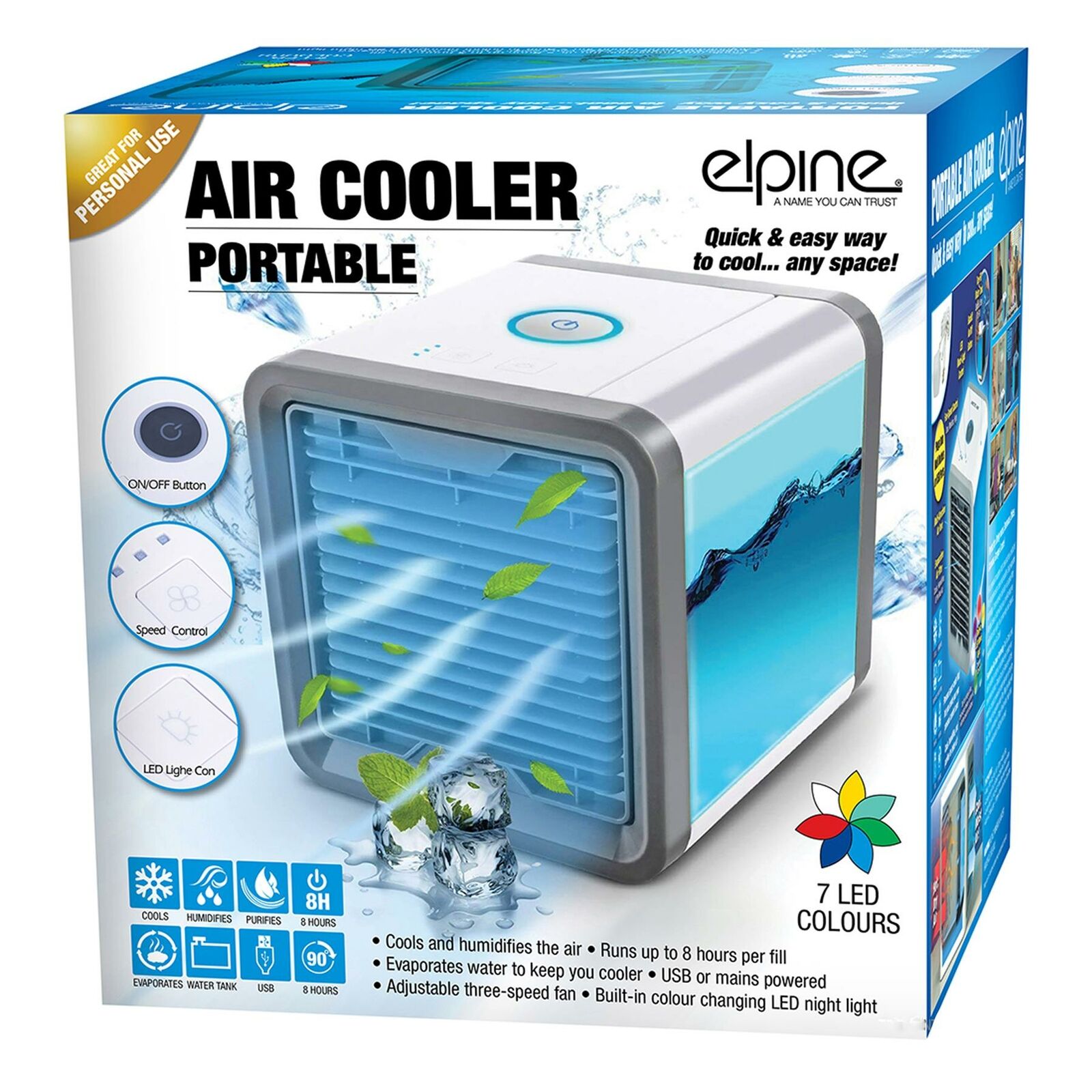 New Electric Evaporator USB Portable Air Cooler Three Speed Fan LED Light