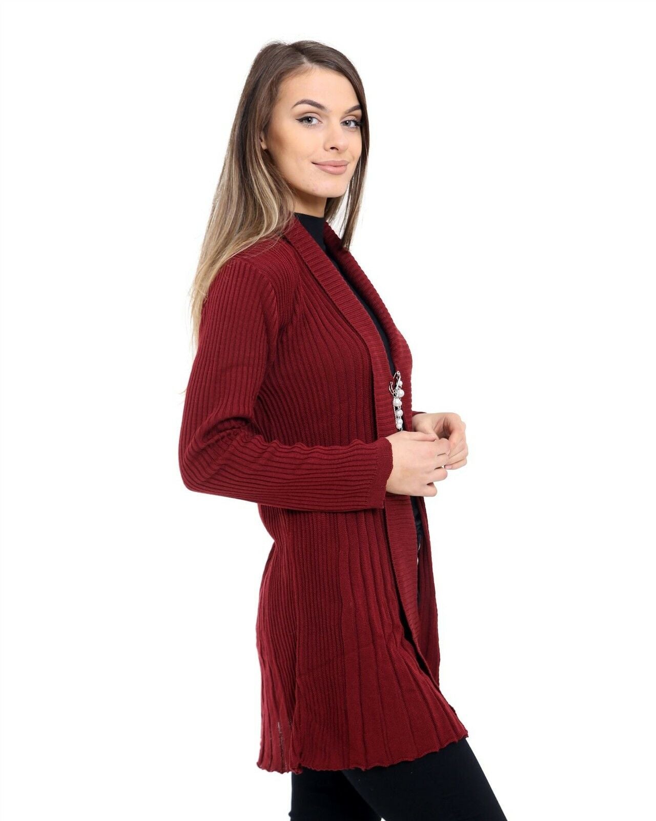 Ladies Women Knitted Boyfriend Summer Cardigan Brooch Waterfall Dress Top Jumper