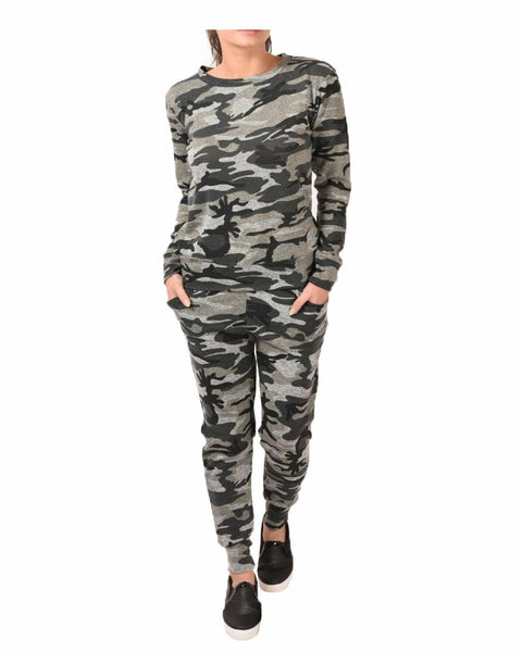 Ladies Womens Camouflage Print Loungewear Set Co-Ord Stretch Army Tracksuit 8-14