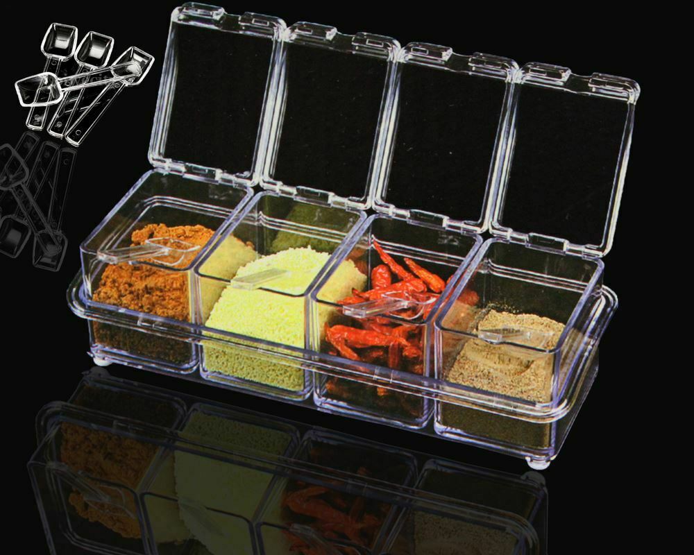 Crystal Seasoning Acrylic Spice Container Dispenser Jar Cruet Kitchen Salt Box