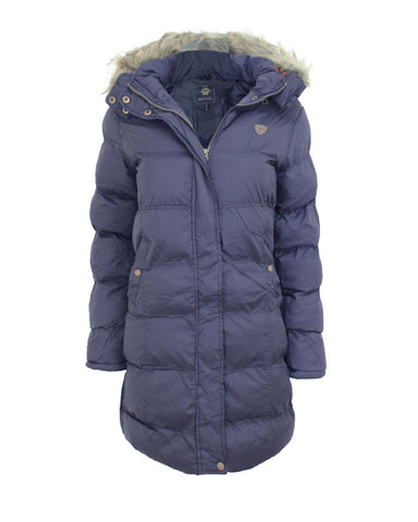 Ladies Women Detachable Faux Fur Hood Quilted Padded Puffer Parka Coat Jacket