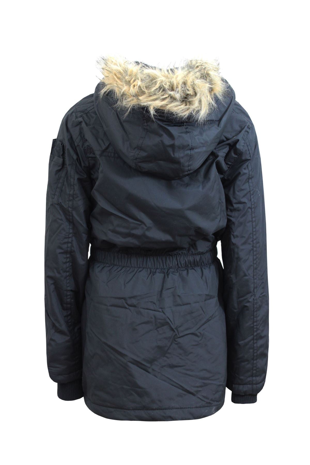 GIRLS KIDS BRAVE SOUL FUR HOODED MILTARY PARKA ANIMAL PRINT CASUAL COAT JACKET