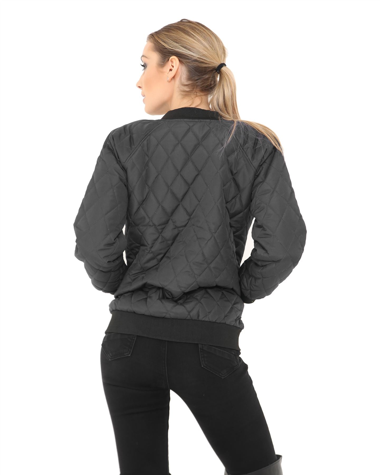 New Ladies Women Bomber Quilted Padded Puffer Zip Pocket Puffa Coat Jacket Top