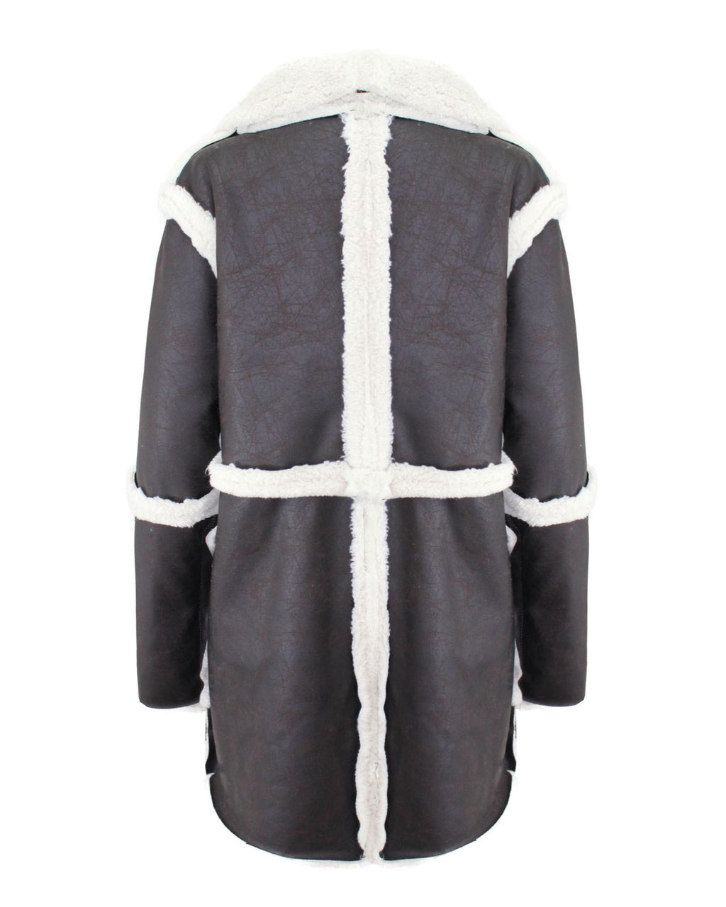 Ladies Women Fur Lined Italian Patchwork Open Cardigan Warm Jacket Collar Coat