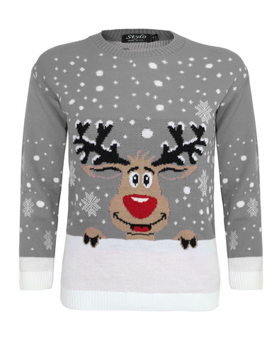 Women Knitted Reindeer Christmas Xmas Jumper