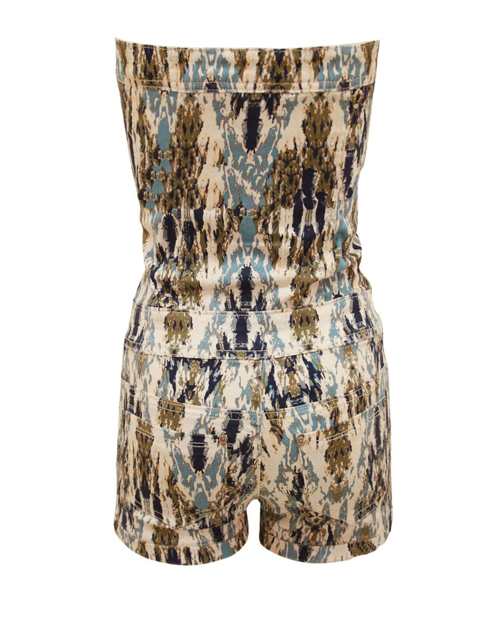 Ladies Womens Tie Dye Print Strapless Boobtube Hotpant Pockets Jumpsuit Playsuit