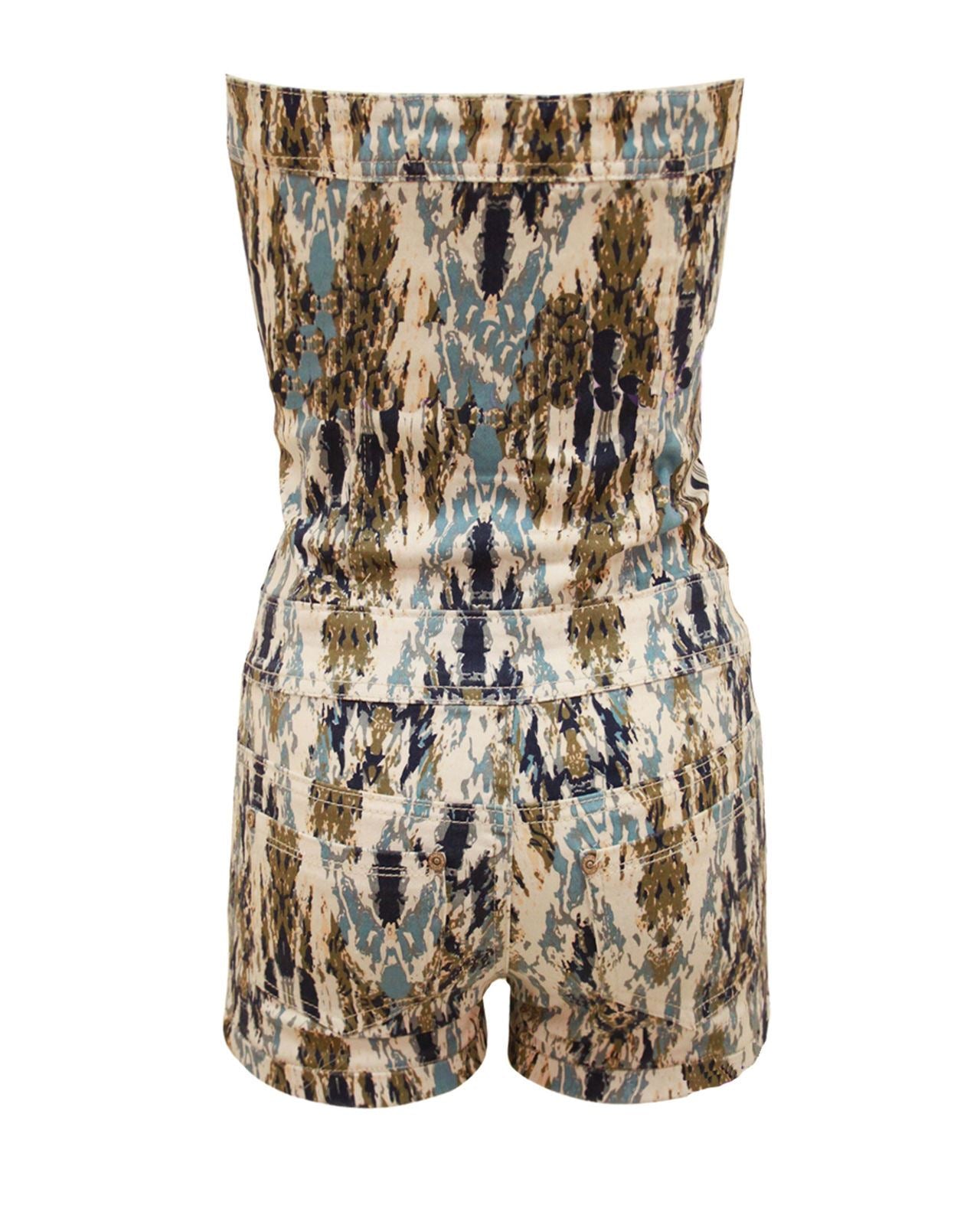 Ladies Womens Tie Dye Print Strapless Boobtube Hotpant Pockets Jumpsuit Playsuit