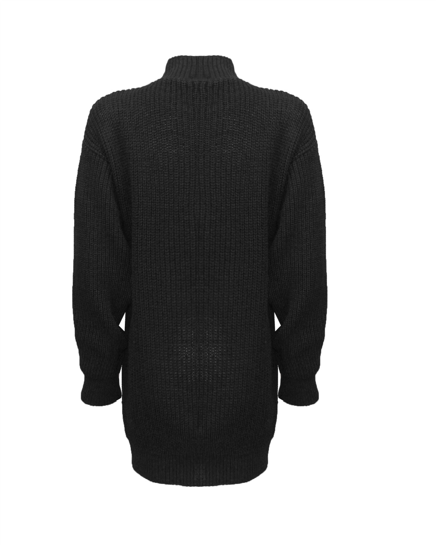 New Ladies Women Knitted Long Sleeve Choker Neck Colour Jumper Top Sweater 8-18