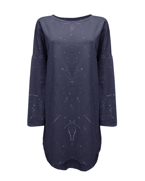 Ladies Women Splash Print Italian Loose fit Batwing Lagenlook Tunic Dress Top
