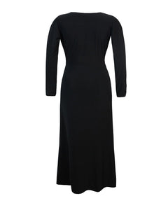 LADIES WOMENS LONG SLEEVES V NECK PLUNGE BODYCON EVENING MAXI DRESS SIZE 8-14